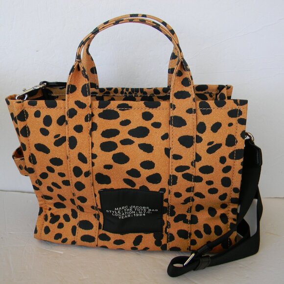 EUC MARC JACOBS THE TOTE BAG MEDIUM CHEETAH ANIMAL PRINT CROSSBODY CANVAS BAG - Picture 5 of 10